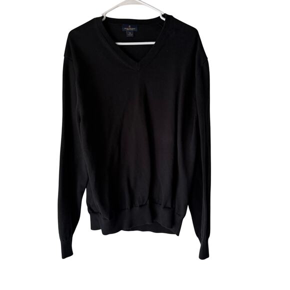 Brooks Brothers Supima Cotton V-Neck Sweater Black‎ XL Classic Pullover Knit - Picture 1 of 7